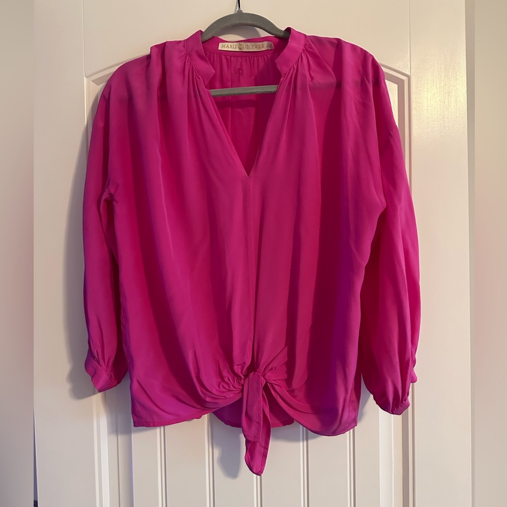 Marie Oliver Vibrant Pink Blouse with Knot Detail
